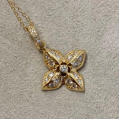 Syna Yellow Gold Flower Necklace with Diamonds