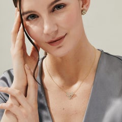 Syna Yellow Gold Flower Necklace with Diamonds