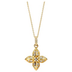 Syna Yellow Gold Flower Necklace with Diamonds