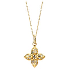 Collier fleur Syna en or jaune avec diamants