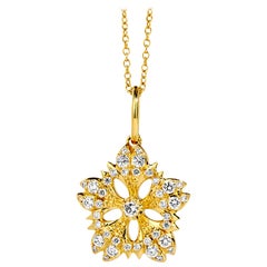 Syna Yellow Gold Flower Necklace with Diamonds