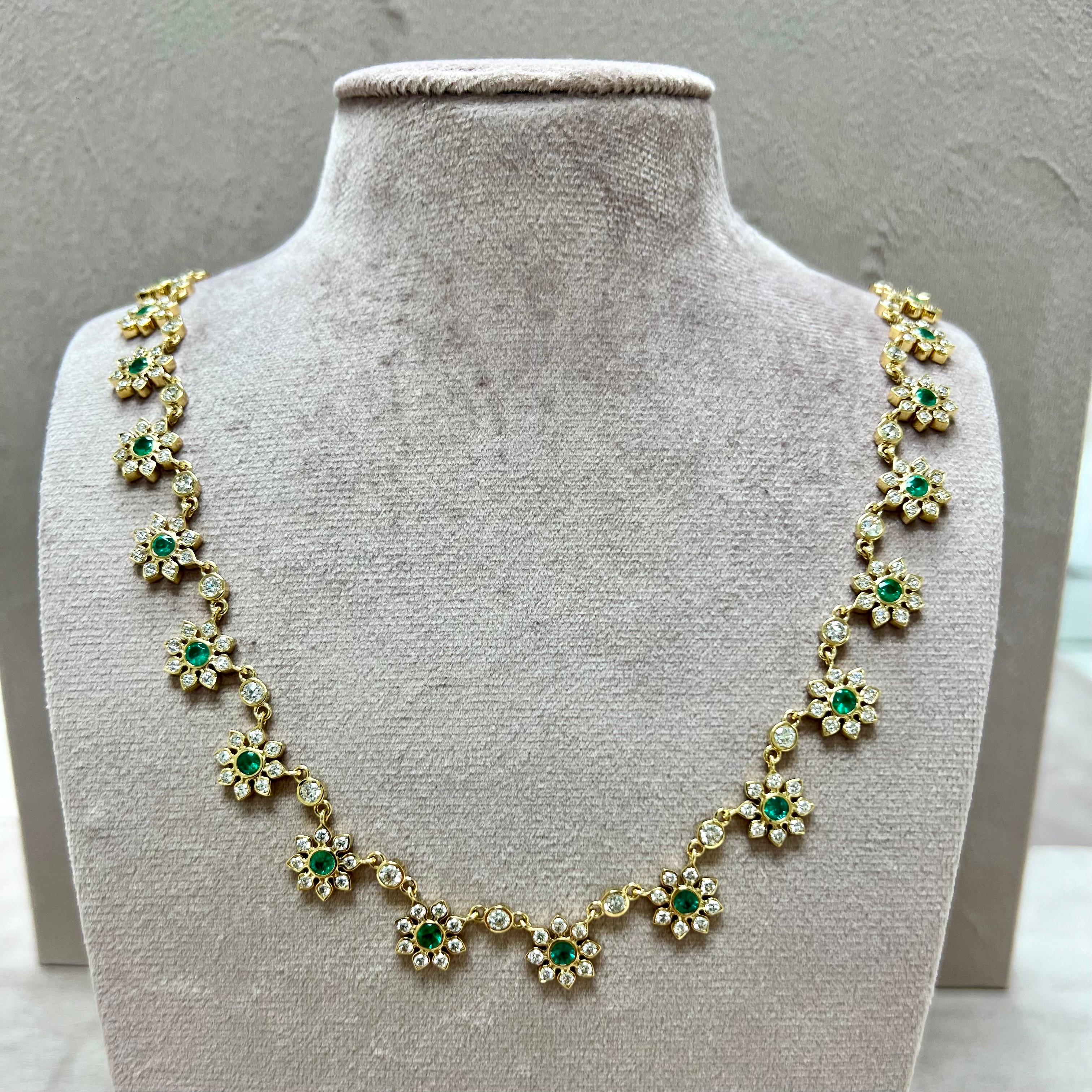 Created in 18 karat yellow gold
Emeralds 3.30 carats approx.
Diamonds 8.40 carats approx.
18 inch length
18 karat yellow gold lobster clasp
Chain can be clasped at any length



About the Designers ~ Dharmesh & Namrata

Drawing inspiration from