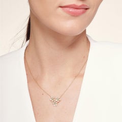 Syna Yellow Gold Flower Necklace with Emeralds and Diamonds
