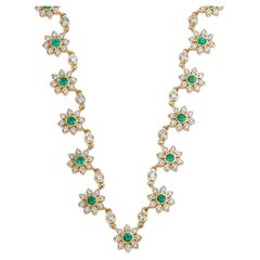 Syna Blumenhalskette aus Gelbgold mit Smaragden und Diamanten