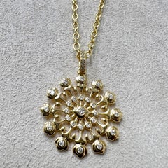 Syna Yellow Gold Flower Pendant with Diamonds