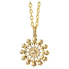 Syna Yellow Gold Flower Pendant with Diamonds