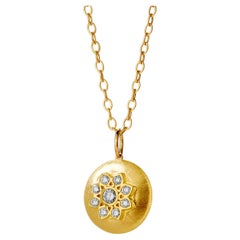 Syna Yellow Gold Flower Pendant with Diamonds