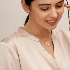 Syna Yellow Gold Flowering Tree of Life Pendant with Mother of Pearl