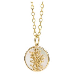Syna Yellow Gold Flowering Tree of Life Pendant with Mother of Pearl