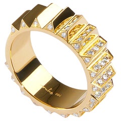 Anillo Geométrico de Oro Amarillo Syna con Diamantes