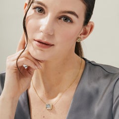 Syna Yellow Gold Geometrix Blue Topaz Necklace with Diamonds