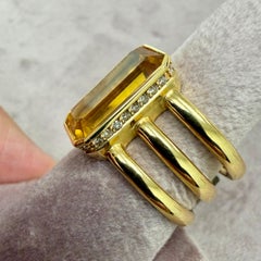 Syna Yellow Gold Geometrix Citrine Ring with Diamonds