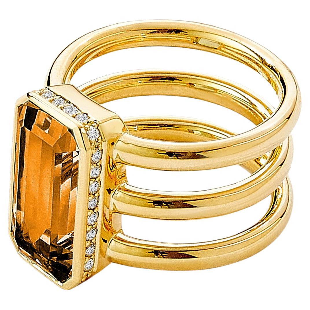 Bague Syna en or jaune Geometrix avec citrine et diamants