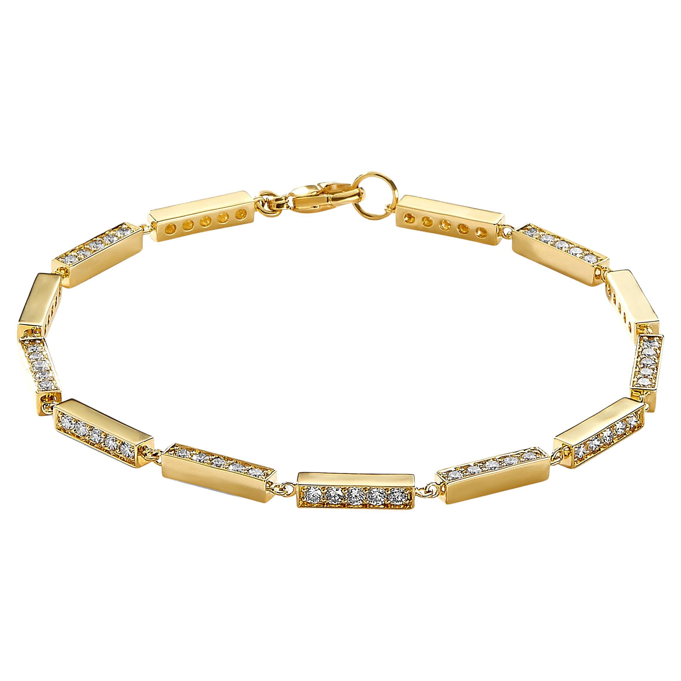 Syna Bracelet géométrique en or jaune et diamants