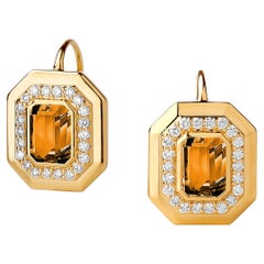 Syna Boucles d'oreilles géométriques en or jaune avec citrine et diamants