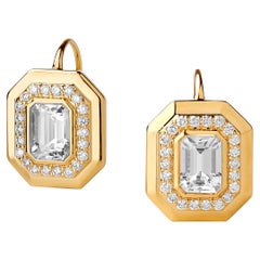 Used Syna Yellow Gold Geometrix Earrings with Rock Crystal and Diamonds