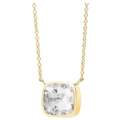Syna Yellow Gold Geometrix Necklace with Rock Crystal Cushion