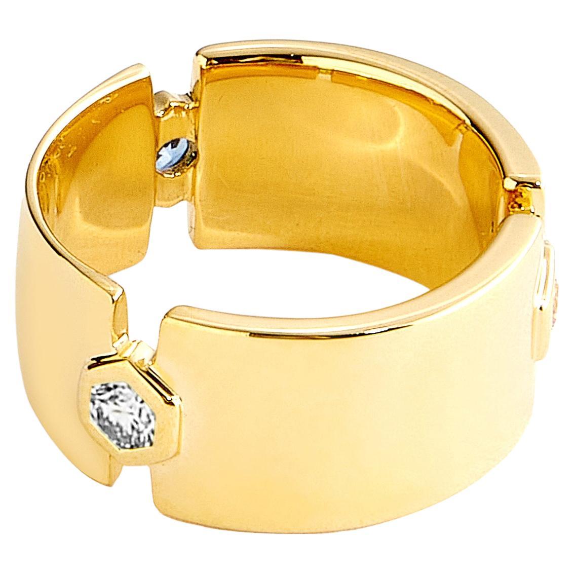 Syna Yellow Gold Geometrix Ring with Diamonds