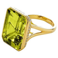 Syna Yellow Gold Geometrix Ring with Lemon Quartz and Champagne Diamonds