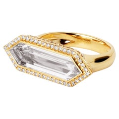 Syna Yellow Gold Geometrix Rock Crystal and Diamond Ring