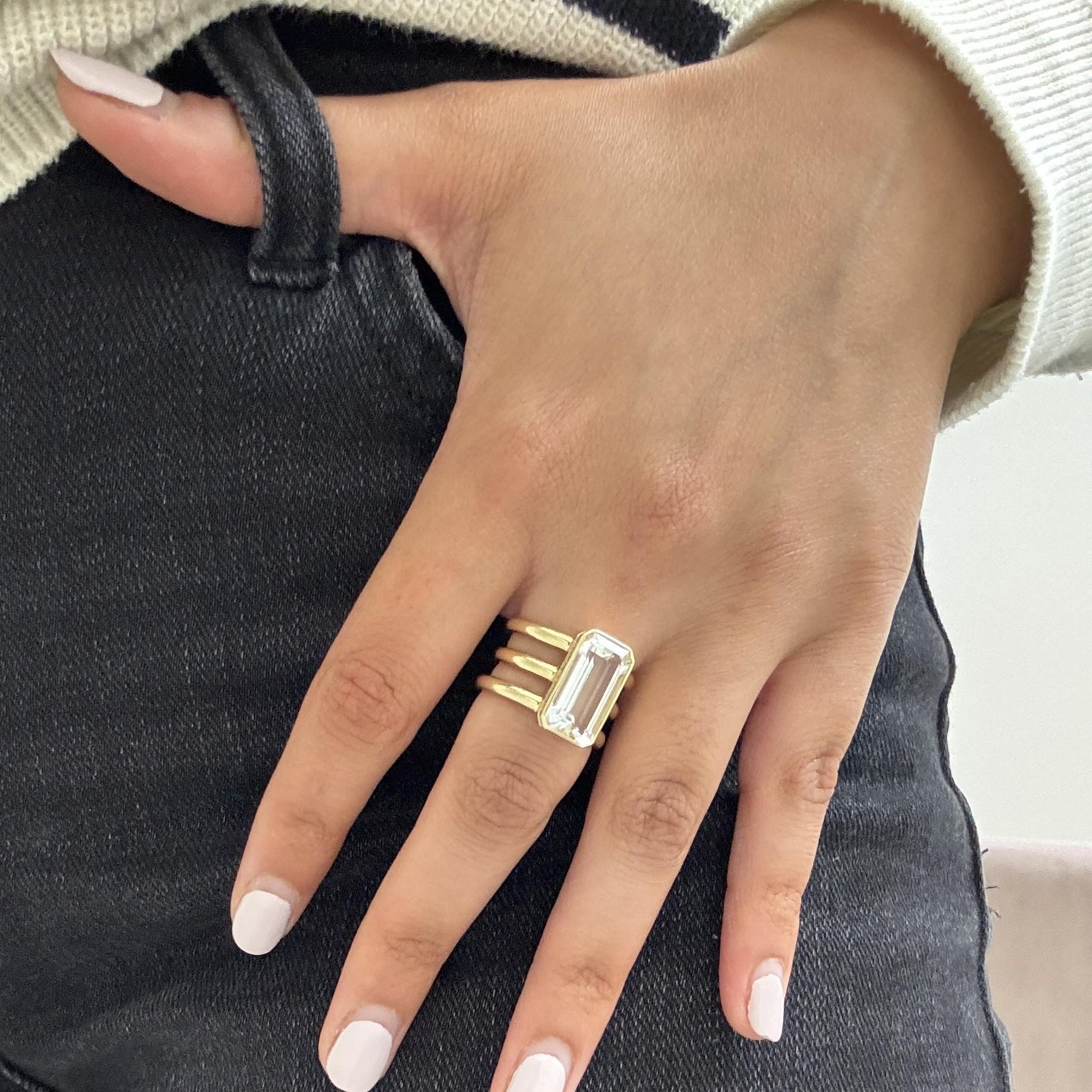 De las mujeres Anillo Geometrix de Oro Amarillo Syna de Cristal de Roca con Diamantes en venta