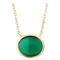 Syna Yellow Gold Green Chalcedony Cobblestone Necklace