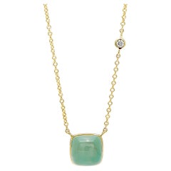 Syna Yellow Gold Green Chalcedony Necklace with Diamond