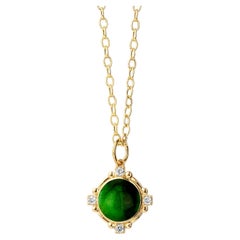 Syna Yellow Gold Green Tourmaline Pendant with Diamonds