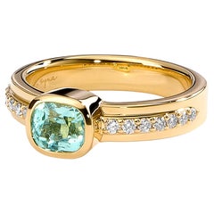 Syna Yellow Gold Green Tourmaline Ring with Diamonds