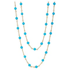 Syna Yellow Gold Hand-wired Sleeping Beauty Turquoise Small Bead Necklace