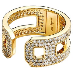Syna Yellow Gold Hex Band with Champagne Diamonds