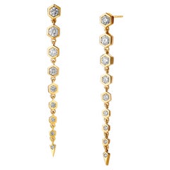 Syna Yellow Gold Hex Duster Earrings with Diamonds
