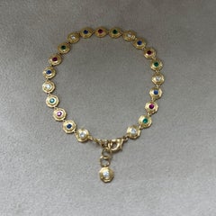 Syna Yellow Gold Hex Emerald, Ruby, Sapphire and Diamond Bracelet