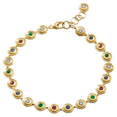 Syna Yellow Gold Hex Emerald, Ruby, Sapphire and Diamond Bracelet