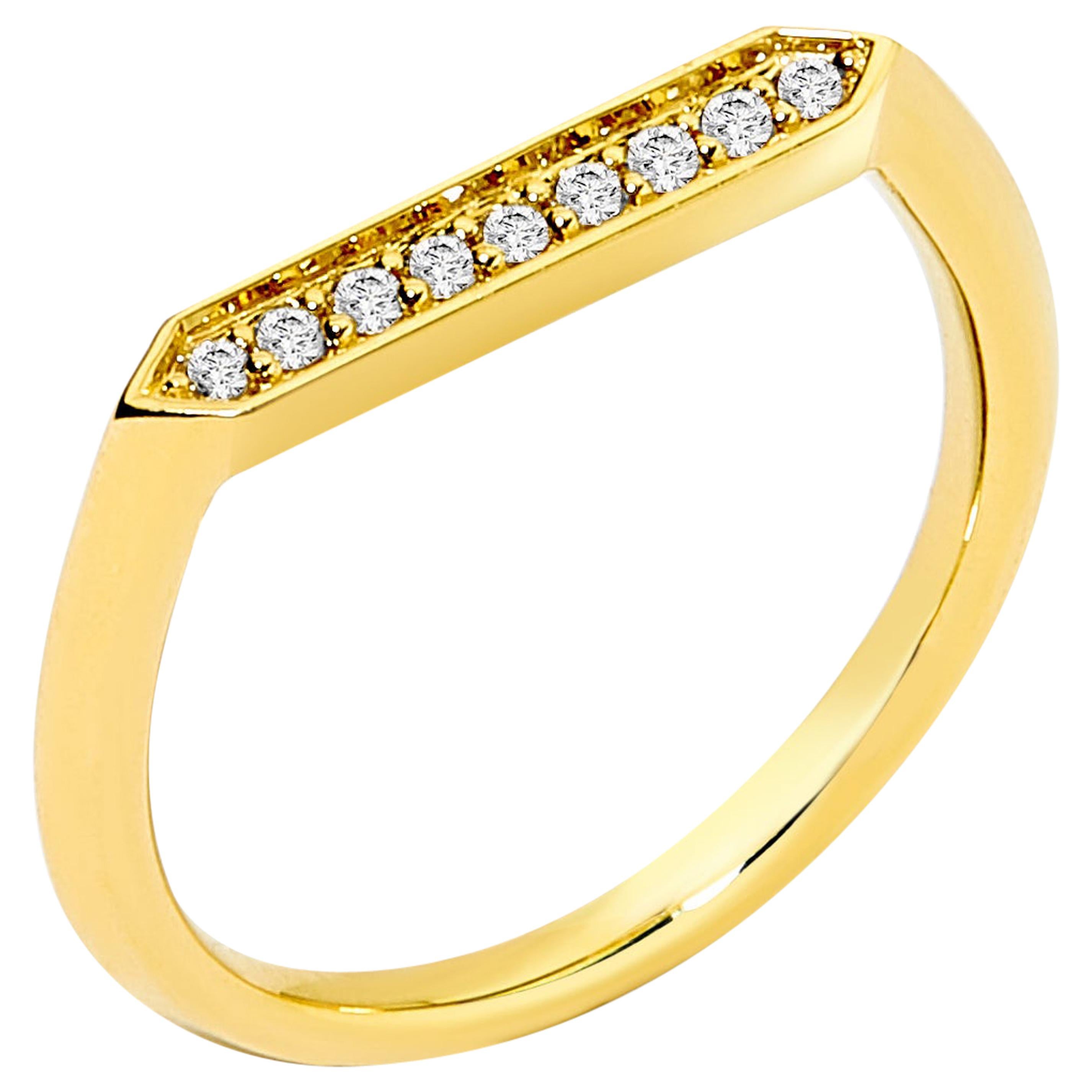 Syna Yellow Gold Hex Ring with Diamonds For Sale