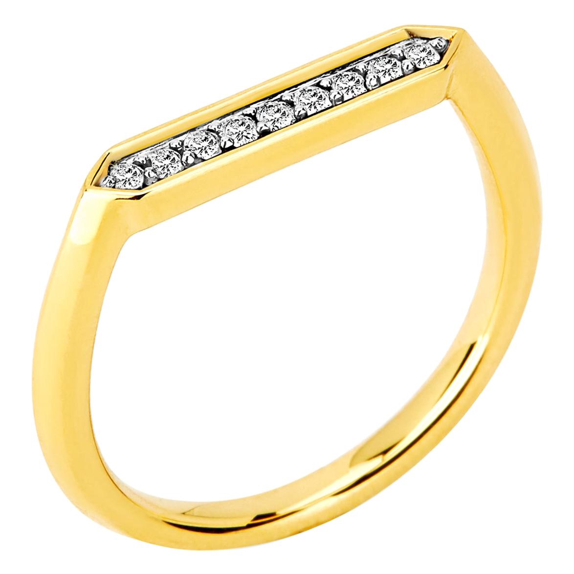 Syna Yellow Gold Hex Ring with Diamonds For Sale