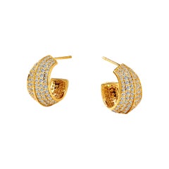 Syna Yellow Gold Hoop Earrings with Diamonds