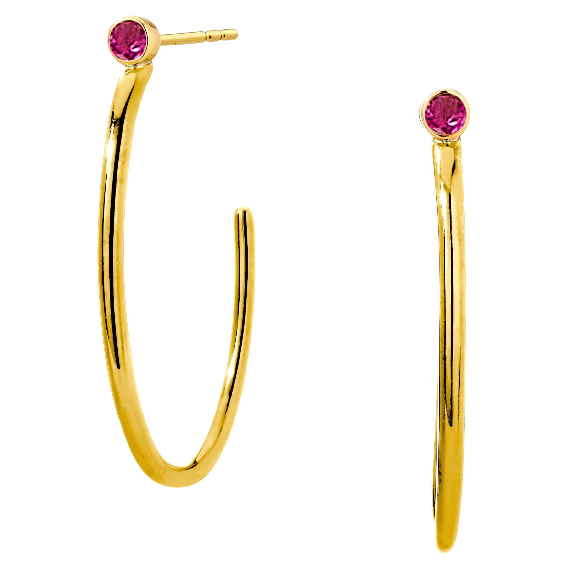 Syna Yellow Gold Hoops with Rubies