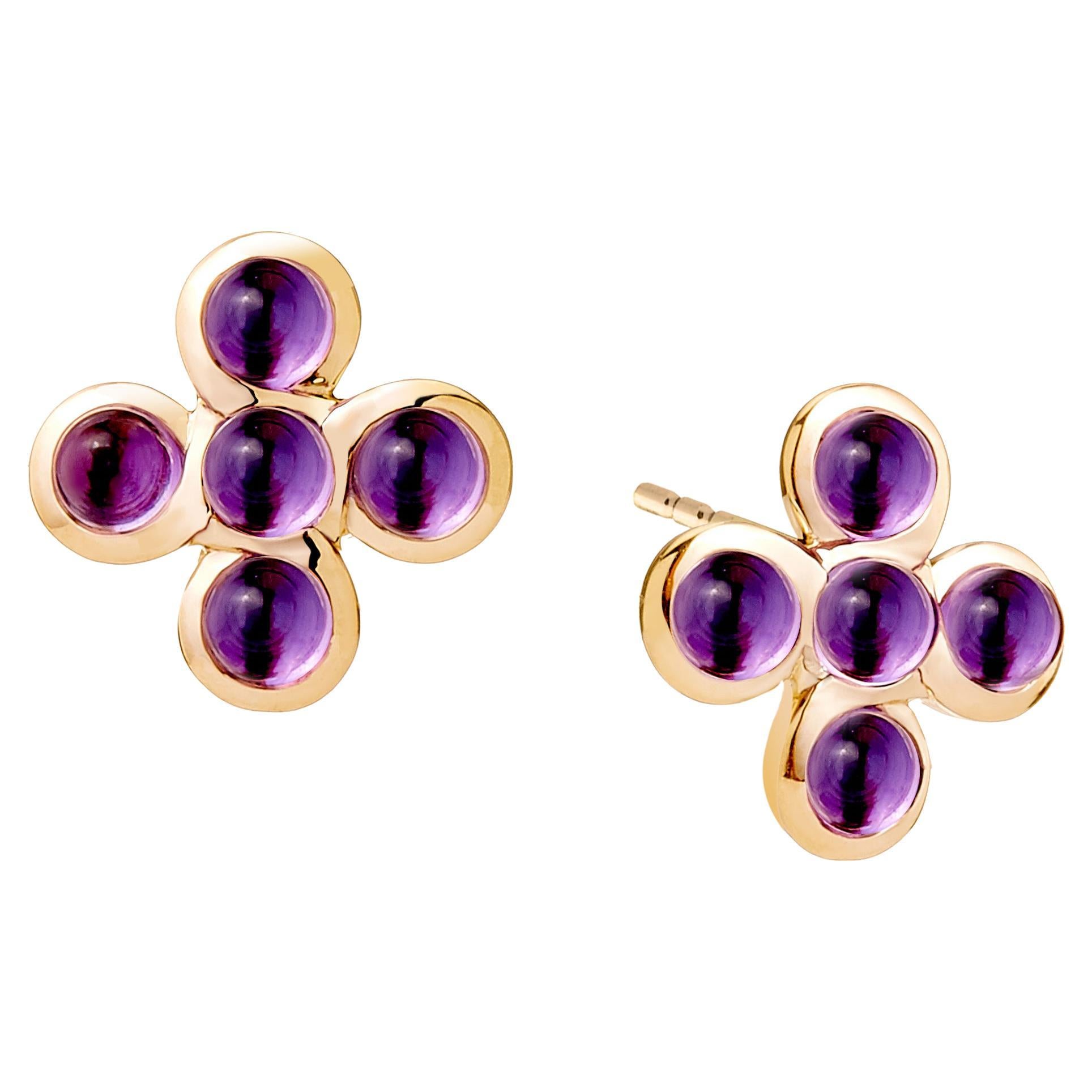Syna Yellow Gold Jardin Amethyst Earrings For Sale at 1stDibs