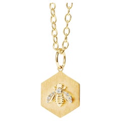 Syna Yellow Gold Jardin Bee Pendant with Diamonds