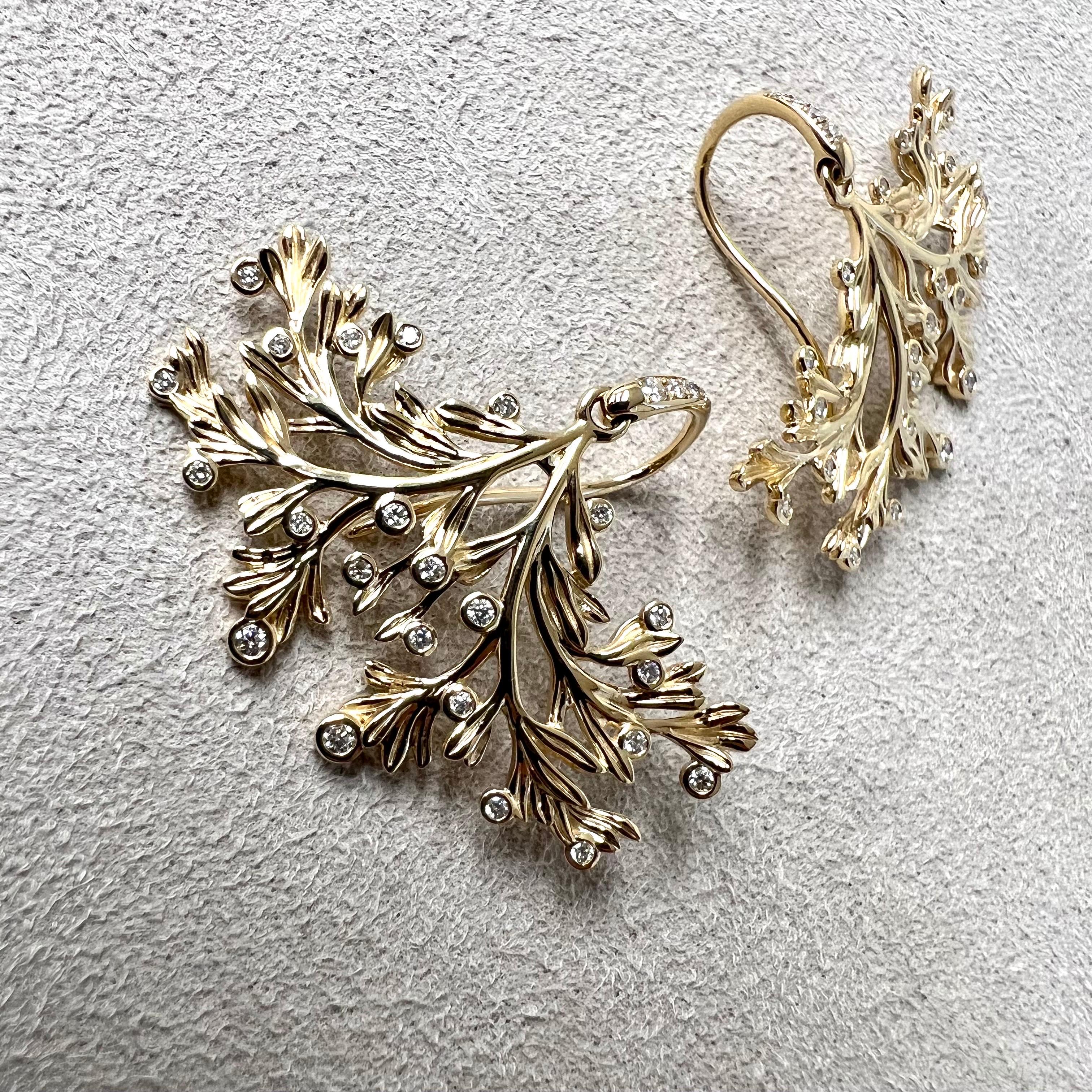 Contemporary Syna Yellow Gold Jardin Earrings with Champagne Diamonds