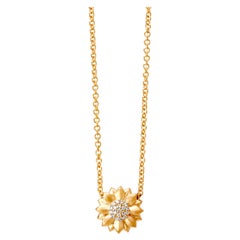 Syna Yellow Gold Jardin Flower Necklace with Champagne Diamonds