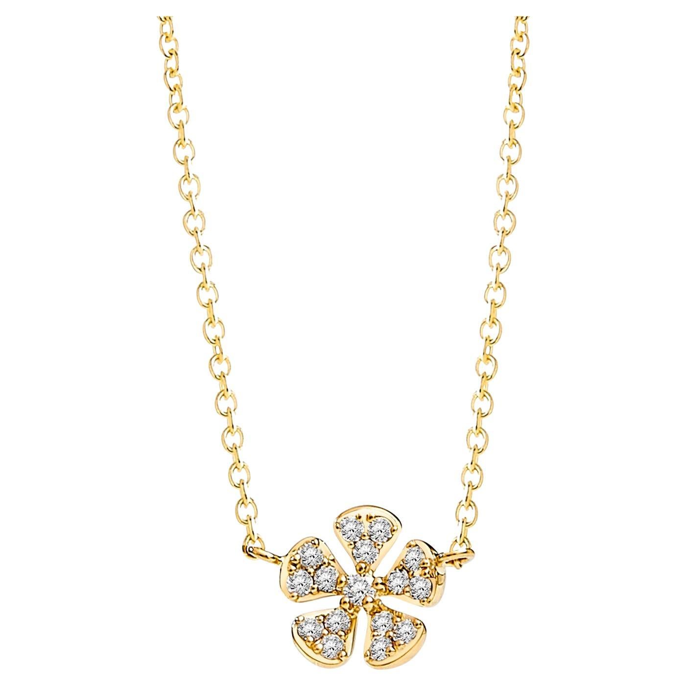Syna Yellow Gold Jardin Flower Necklace with Diamonds