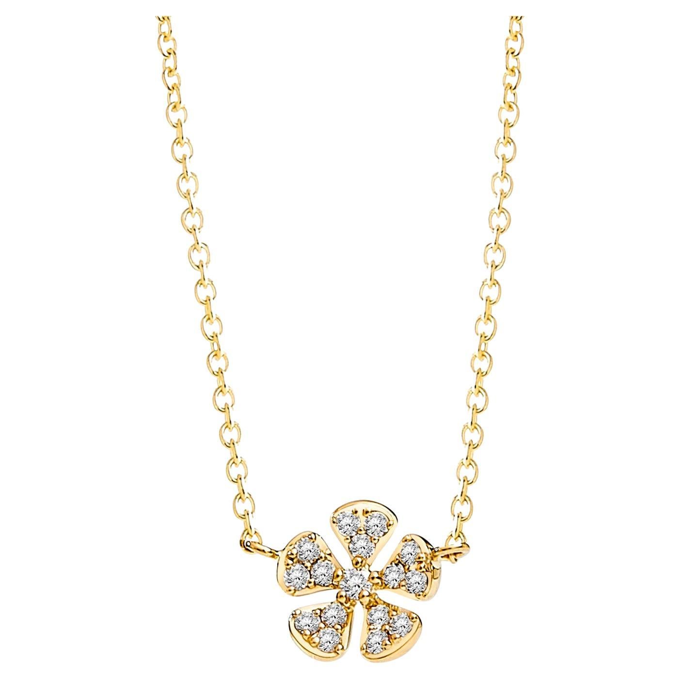 Syna Yellow Gold Jardin Flower Necklace with Diamonds For Sale