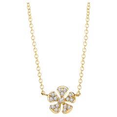 Collier de fleurs de jardin Syna en or jaune avec diamants