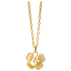 Syna Yellow Gold Jardin Flower Pendant with Diamonds
