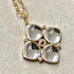 Syna Gelbgold Bergkristall-Anhänger mit Rubin und Diamanten