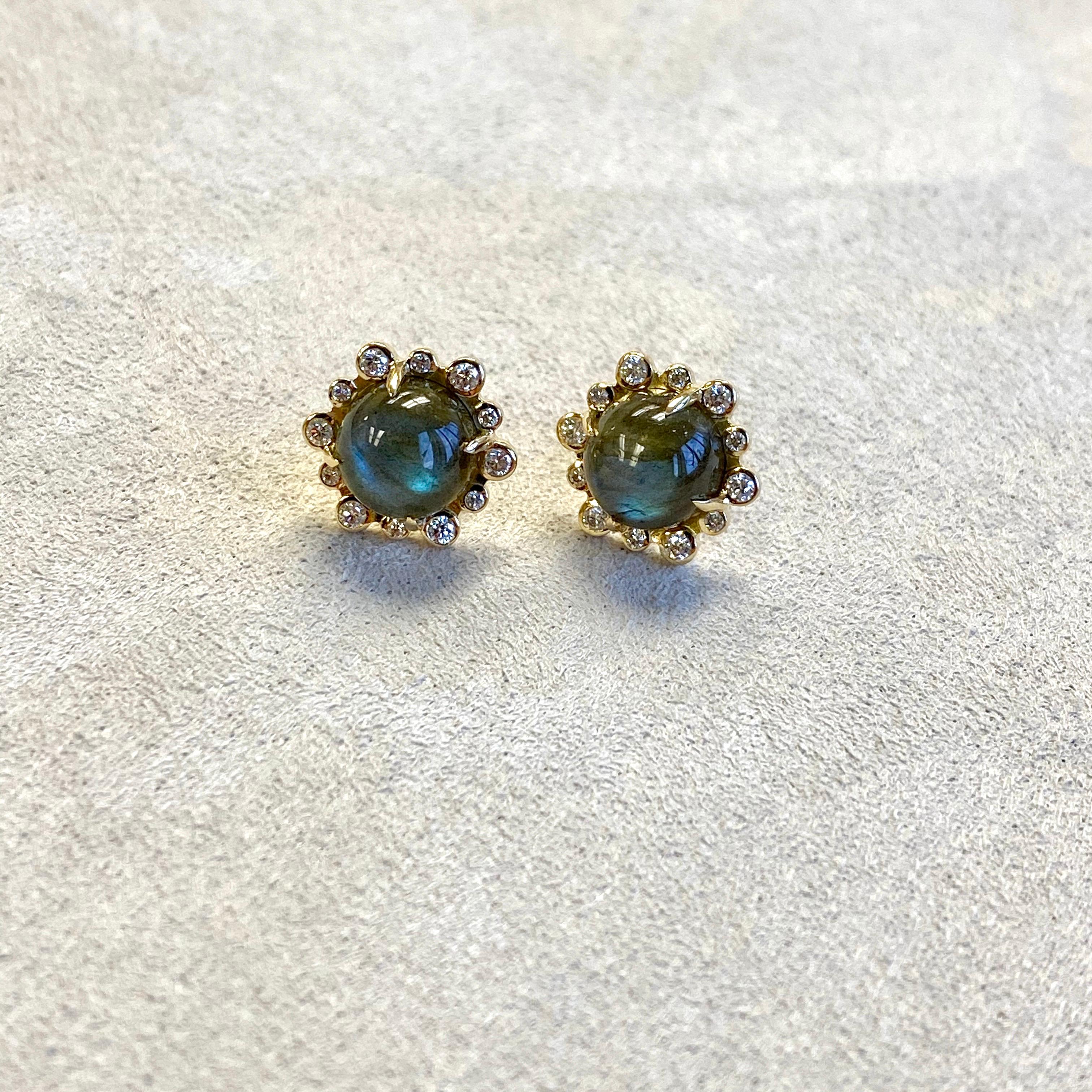 Created in 18 karat yellow gold
Labradorite 5 cts approx
Diamonds 0.28 ct approx
Limited edition

Elevate your style with these limited-edition Candy Blue Topaz and Moon Quartz Earrings, exquisitely crafted in 18 karat yellow gold. The opulent