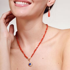 Syna Yellow Gold Lapis Enamel Cosmic Pendant with Diamonds