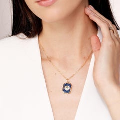 Syna Yellow Gold Lapis Lazuli Evil Eye Pendant with Emerald and Diamonds